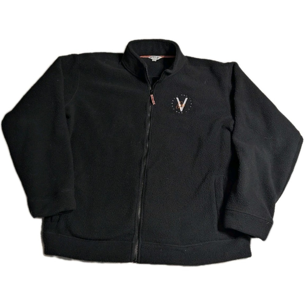 Orvis Heavyweight Full Zip Fleece‎ Jacket Black XL V One Vodka Logo